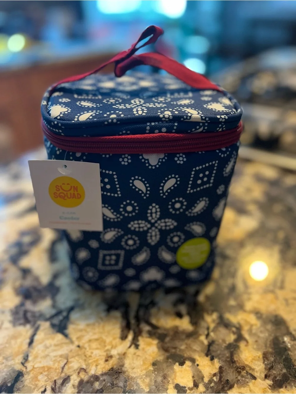 Sun Squad Navy Patterned 4-Can Cooler